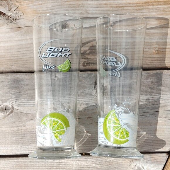 Attractive Bud Light Lime Glasses PAIR - Picture 1 of 7
